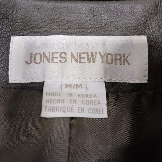 Jones New York Women's Gray Leather Jacket Size M image number 3