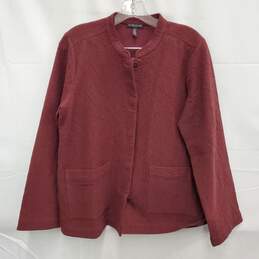 Eileen Fisher WM's Burgundy Maroon Snap Button Textured Jacket Size P/M