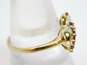 Romantic 10K Yellow Gold Spinel & Diamond Accent Heart Ring 2.0g image number 3