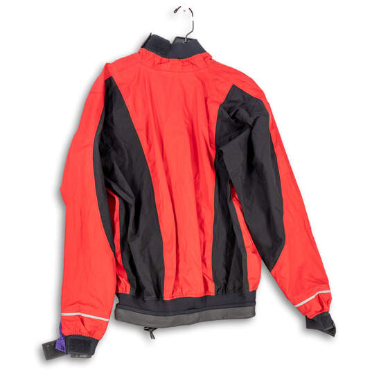 Mens Red Black Long Sleeve Pullover Windbreaker Jacket Size Large image number 2