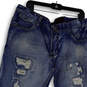 Mens Blue Medium Wash Denim Distressed Pockets Straight Leg Jeans Size 40 image number 4