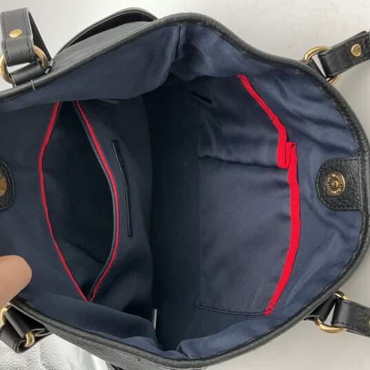 Tommy Hilfiger Womens Black Leather Inner Pockets Magnetic Tote Handbag Purse image number 5