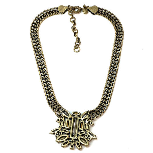 Designer J. Crew Gold-Tone Link Chain Crystal Cut Stone Pendant Necklace image number 4