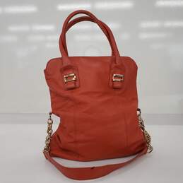 Liz Claiborne Soft Orange Leather Tote Shoulder Handbag