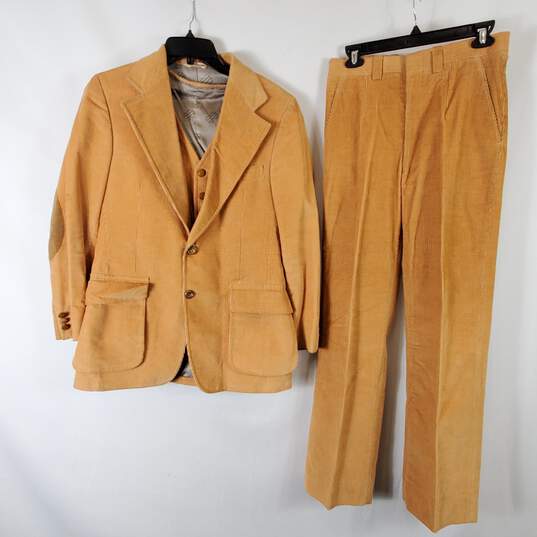 Bill Blass Men Yellow Corduroy 2 Pc Suit Set Sz 39 image number 1