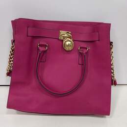 Womens Pink Genuine Leather Snap Satchel Bag