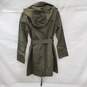 Michael Kors Dark Olive Hooded Trench Coat with Gray Zip in Lining Size Small image number 4