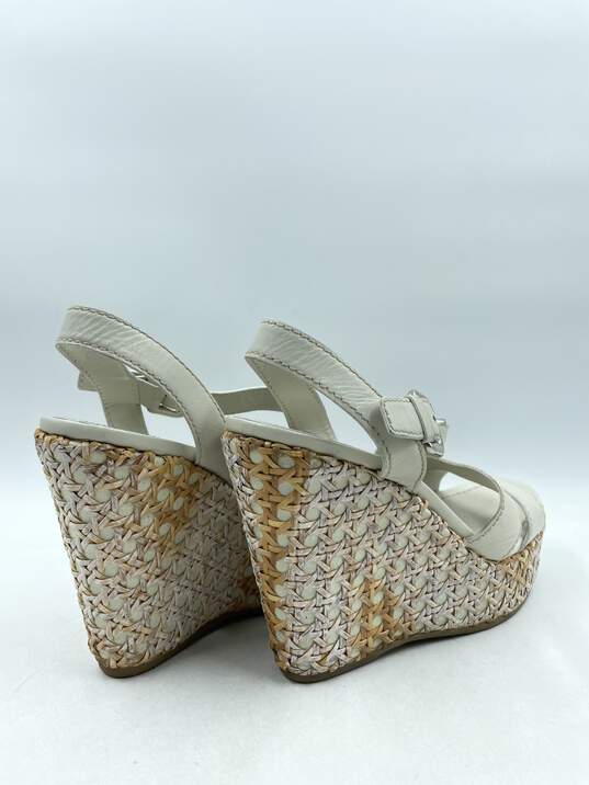 Authentic Prada Pale Gray Wedge Sandals W 10 image number 4