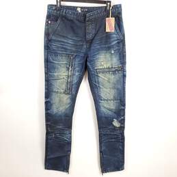Staple Men Dark Blue Zipper Skinny Jeans Sz 32 NWT