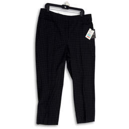 NWT Womens Black Check Flat Front Straight Leg Ankle Pants Size 16