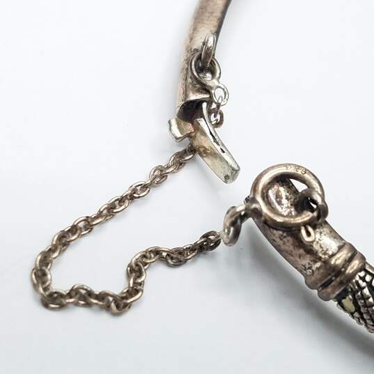 Sterling Marcasite Vintage Art Deco Hinge Bracelet 7" W/Safety Chain 15.7g image number 3