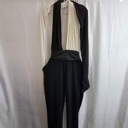 Express Color Block Halter Convertible Jumpsuit Black & White Size M