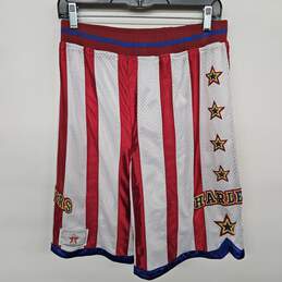 Harlem Globetrotters White And Red Stripped Basketball Shorts
