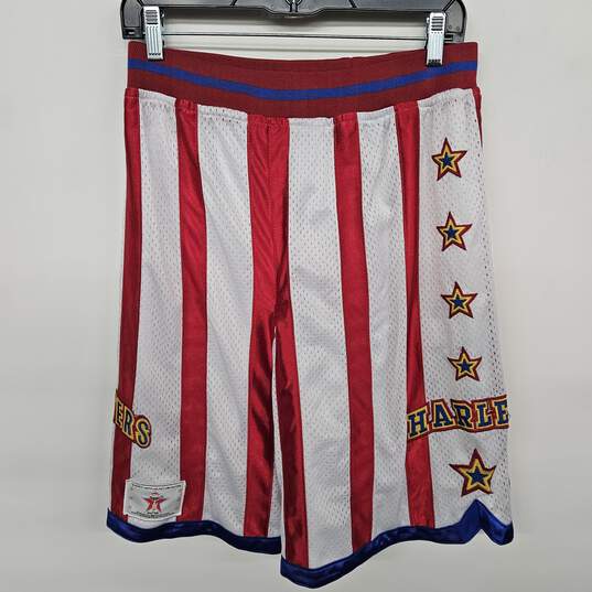 Harlem Globetrotters White And Red Stripped Basketball Shorts image number 1