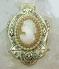 Vintage Coro Gold Tone Faux Seed Pearl Accent Cameo Brooch 14.2g image number 4
