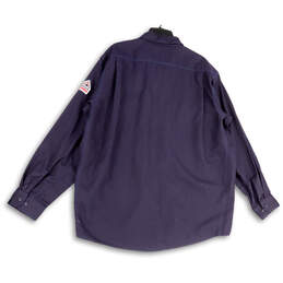 Womens Purple Spread Collar Pockets Long Sleeve Button-Up Shirt Size XL alternative image