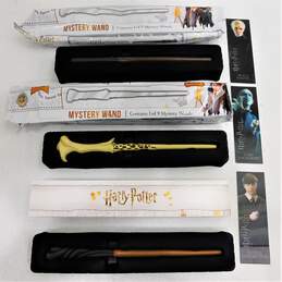 Lot of 3 Harry Potter Mystery Wands Draco Malfoy Voldemort Neville Longbottom w/ Bookmarks