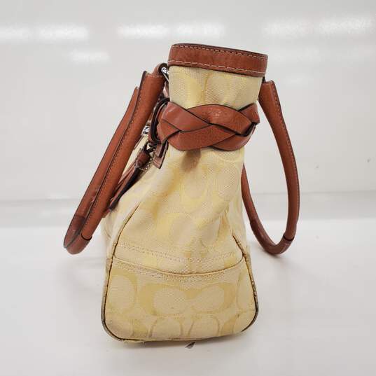 Coach Hampton Yellow Canvas Braided Brown Leather Trim Shoulder Bag image number 3