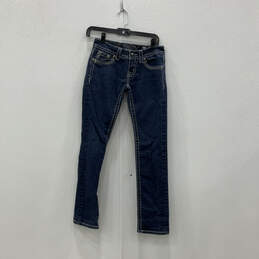 Womens Blue Denim Medium Wash 5-Pocket Design Straight Leg Jeans Size 25