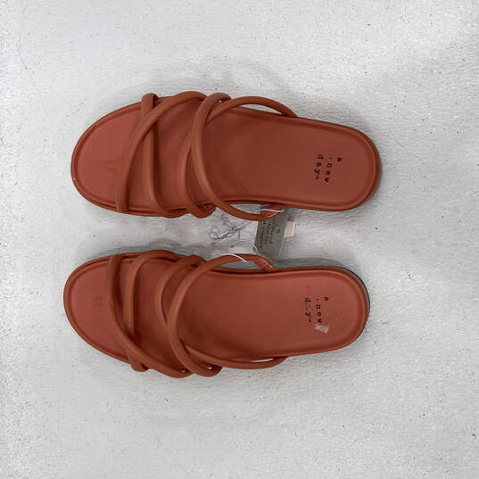 NWT Womens Orange Open Toe Slip-On Platform Strappy Sandals Size 6.5 image number 4