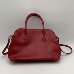 Womens Red Leather Charm Crossbody Strap Zipper Tate Dome Satchel Bag alternative image