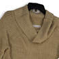 NWT Womens Beige Knitted Long Sleeve Cowl Neck Pullover Sweater Size M image number 3