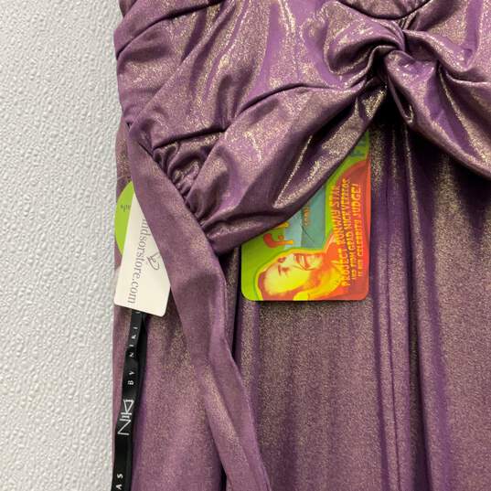 NWT Niki Womens Purple Gold Sleeveless Halter Neck Shimmer Maxi Dress Size 6 image number 2
