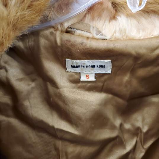 Wm VTG.  Fur Zip Up Orange Coat W/Silk Lining Sz S image number 4