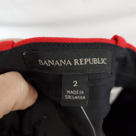 Banana Republic Red Wool High Rise Straight Leg Pant WM Size 2 NWT image number 3