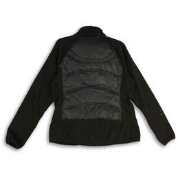 Womens Black Long Sleeve Pockets Mock Neck Full Zip Puffer Jacket Size L alternative image
