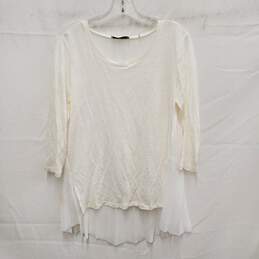 Sandro Paris WM's 100% Linen & Polyester Ivory Sheer Blouse Top Size 3