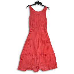 Sonoma Womens Coral Round Neck Tie Waist Long Maxi Dress Size Small alternative image