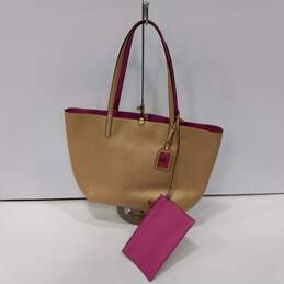 Ralph Lauren Gold/Pink Olivia Metallic Reversible Tote Bag
