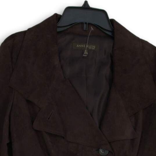 NWT Womens Brown Long Sleeve Notch Lapel Button Front Jacket Size M image number 3