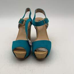 Arizona Womens AZ EMMA 038-6007 Blue Tan Wedges Heel Strappy Sandal Sz 8 alternative image