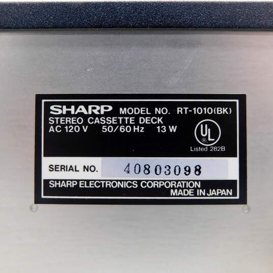 VNTG Sharp Model RT-1010(BK) Stereo Cassette Deck w/ Attached Power Cable image number 2