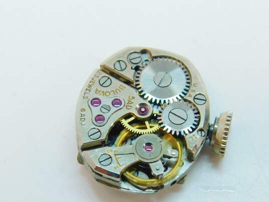Ladies VTG Bulova 18K White Gold Case 23 Jewels Black Corded Wrist Watch 9.6g image number 8