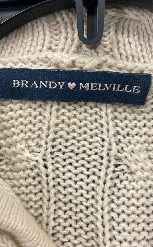 Brandy Melville Women's Beige Zip Up Cable Knit Sweater - Size SM image number 3