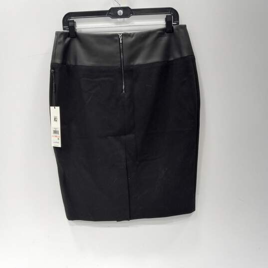 Women’s Clavin Klein Leather Trimmed Pencil Skirt Sz 10 NWT image number 2
