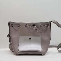 Michael Kors Saffiano Leather Bucket Bag Silver Grey