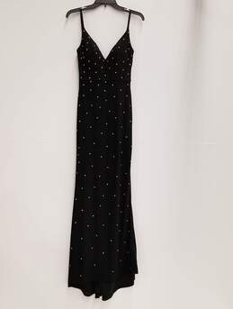NWT Mac Duggal Womens Black V-Neck Rhinestone Sleeveless Maxi Dress Size 2 alternative image