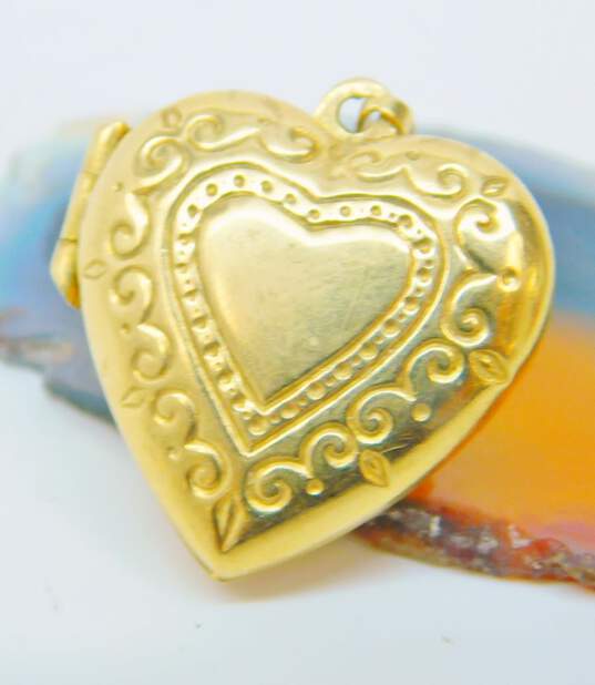 Romantic 14K Yellow Gold Heart Locket Pendant 3.2g image number 1