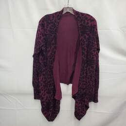 Tahari WM's Animal Print Open Front Pink & Black Cardigan Sweater Size L