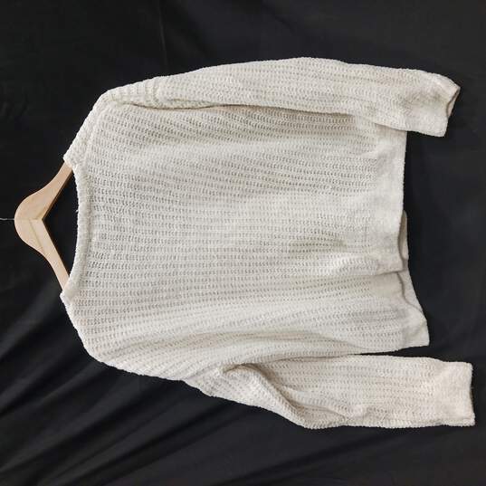 Women's White Woven Pullover Sweater Size S/P image number 2