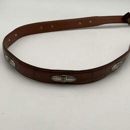 Womens Brown Leather Studded Buckle Front Adjustable Waist Belt Size 90/36 alternative image