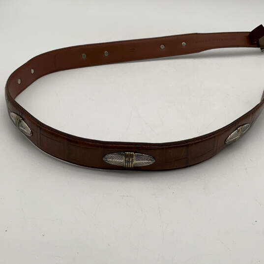 Womens Brown Leather Studded Buckle Front Adjustable Waist Belt Size 90/36 image number 2