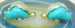 VNTG Coro Faux Turquoise & Pearl Clip-On Earrings 8.5g alternative image