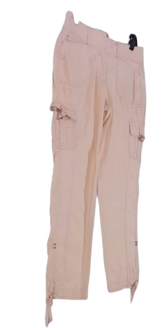 Womens Cream Pink Straight Leg Cargo Pants Size 4 image number 3