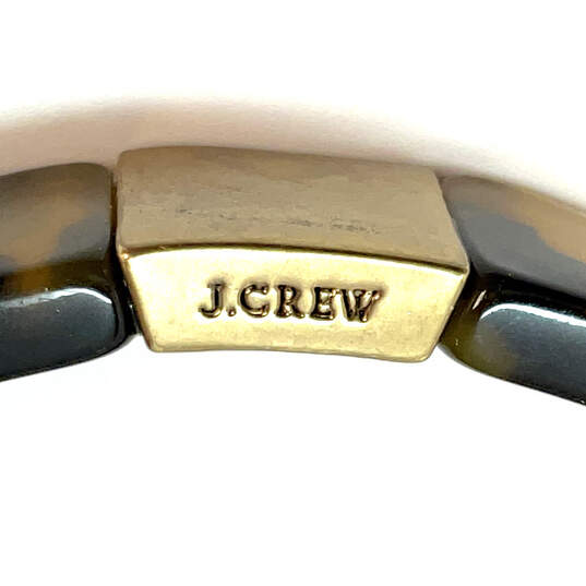 Designer J. Crew Gold-Tone Tortoise Shell Clear Rhinestone Bangle Bracelet image number 5