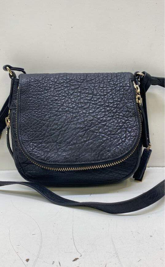 Vince Camuto Pebble Leather Double Zip Crossbody Black image number 1